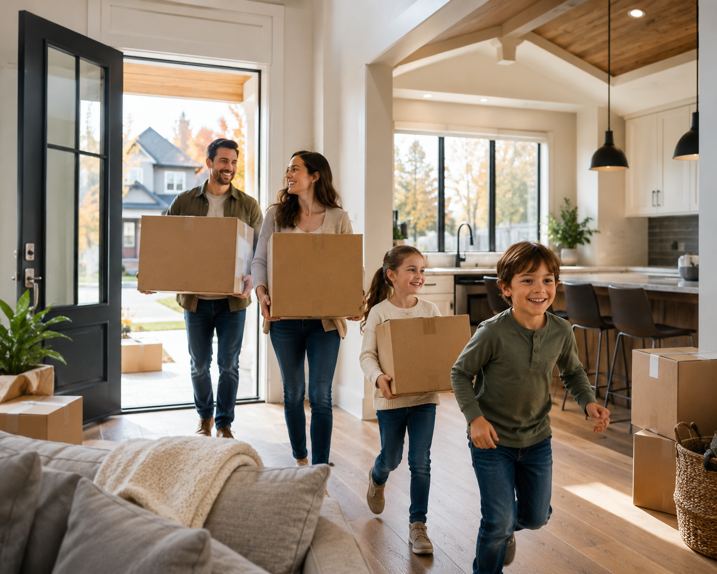 Family moving into their new Canadian home